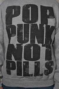 Image of "POP PUNK NOT PILLS" Crew-neck (Black on Gray)