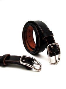 Image of Black Leather Belt for Men Handmade in America