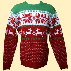 Image of Unisex Winter Wonderland Knitted Christmas Jumper/Sweater (Red)
