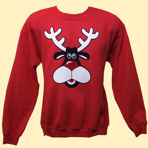 Image of Unisex Rudolph the Red Nosed Reindeer Sweatshirt (Red)