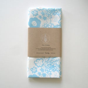 Image of Flowers Tea Towel - Blue