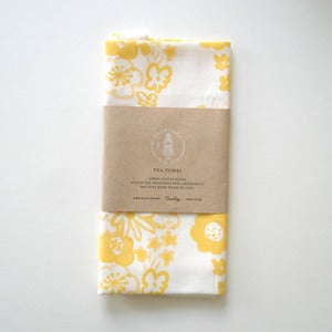 Image of Flowers Tea Towel - Yellow