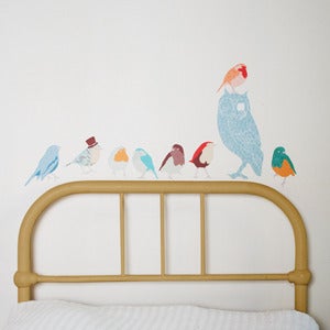 Image of Birds of a Feather Fabric Stickers (Blue)