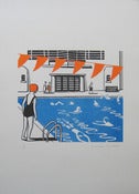 Image of 'At The Lido' Risograph print unframed.  SOLD OUT