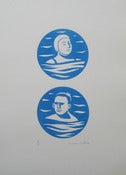 Image of 'Swimmers' Lido Risograph print unframed.SOLD OUT