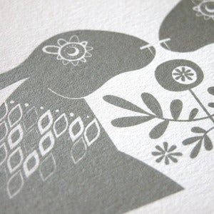 Image of Silver Hares - Hand Pulled, Signed, Gocco Screen Print