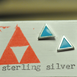 Image of Sterling Silver Triangle Stud with Enamelling