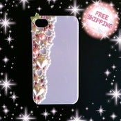 Image of Baby pink and green rhinestone with pearl iPhone 4/4s case