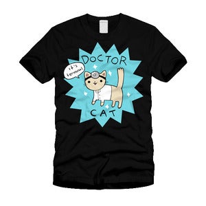 Doctor Cat T-shirt in Black - Mens/Womens Sizes