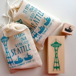 Image of LIMITED EDITION Seattle Space Needle & Sailboat Stamp Set