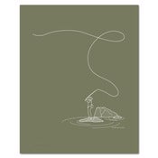 Image of Fly Fishing Print on Olive | Screen Printed