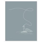 Image of Fly Fishing Print on Steel Blue | Screen Printed