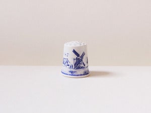 Image of Delft Blue Windmill Farm Vintage Thimble
