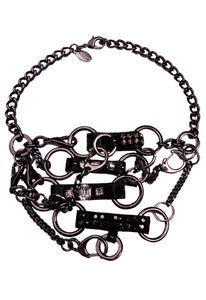 Image of Equestrian leather, Swarovski crystal and chain 4-tier choker