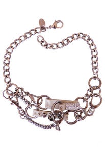 Image of Equestrian leather, Swarovski crystal and chain 2-tier choker