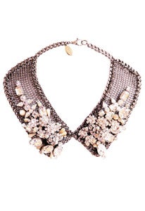 Image of Flower Bomb chainmaille, mother of pearl and crystal collar