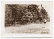 Image of JUMPING FOR THAT BALL VINTAGE SNAPSHOT PHOTO 