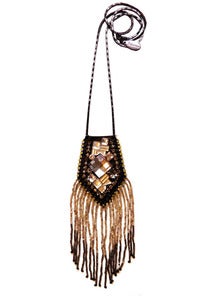 Image of Crystal Castle leather, Swarovski crystal, antique czech crystal, glass pouch necklace