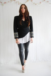Image of Black embellished asymmetric jacket