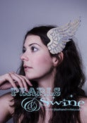 Image of "Icarus" Iridescent Glittered Wing Fascinator Crystals Fascinator Angel Ascot Bridal Headwear