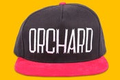 Image of Orchard Brand Black/Red Brushed Twill Sherman Text Snapback 
