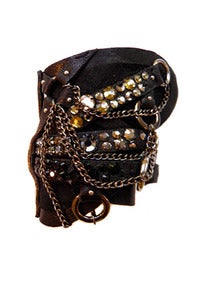 Image of Strapped Up leather, crystal and chain wrap cuff
