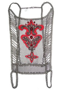 Image of Thriller chainmaille, leather and Swarovski crystal applique corset