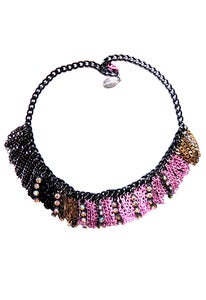 Image of Go-Go pink and black crystal and chain necklace + colors