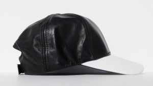 Image of 2 Tone Leather Cap - Black & White