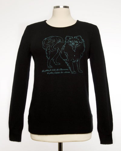 Image of Sassy French Doggie Womens Cashmere Sweater  Black