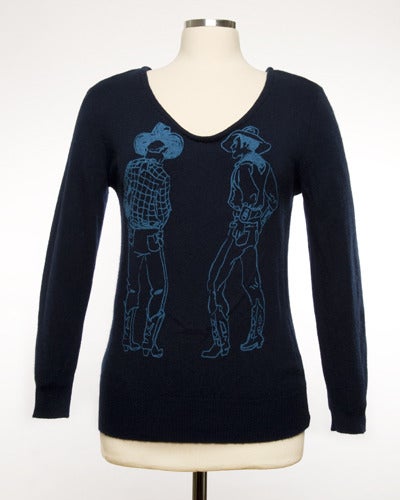 Image of "Straight Shooters" Womens Cashmere Sweater - Navy