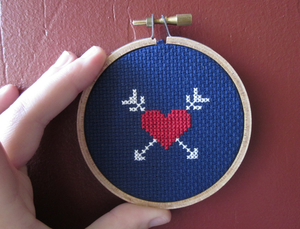 Image of Heart and Arrows DIY Cross-Stitch Kit by Chez-Sucre-Chez