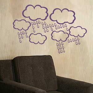 Image of DESIGN ELEMENTS - CLOUDS AND RAINDROPS OUTLINE DECAL SET