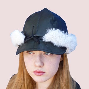 Image of Tsarina Leather Cap & Fur Earflaps in Black Sheepskin 