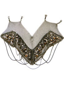 Image of Kathak Mantle chainmaille, pyrite, crystal collar