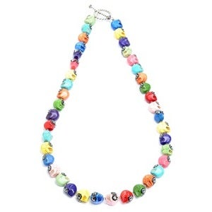 Image of Rainbow Greta Stoned Skull Necklace