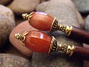 Image of Agate Alchemy Hairsticks | Natural Red Agate Gemstone Beads, Antiqued Vermeil Accents
