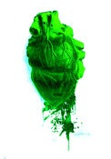 Image of ZOMBIE "Bleeding Heart" Pop Surrealism Glitter Screen Print Anatomical Lowbrow halloween Art 
