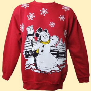 Image of Unisex Jack Frost Christmas Sweatshirt - Red