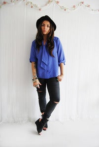Image of Purple croc print tie blouse