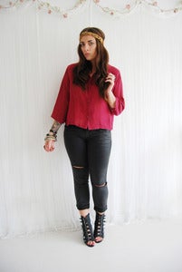 Image of Maroon swing jacket