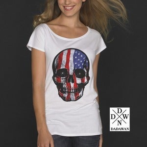 Image of T-shirt femme ample Hell Yeah Thug Life American Skull by Dadawan 