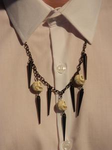 Image of White/Turquoise Skull Adjustable Necklace 