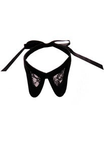 Image of Masquerade cut-out black leather and French lace collar + colors