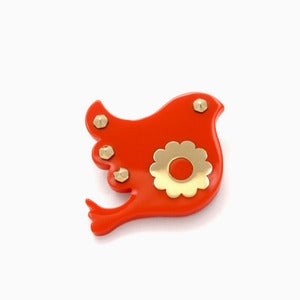 Image of Freedom Brooch | Coral + Golden | 40% OFF!