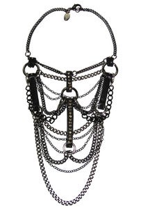 Image of X-Ray leather, crystal and mixed metal necklace