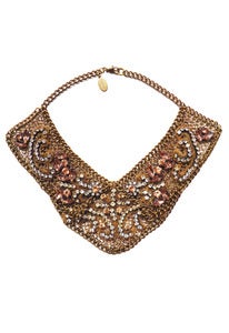 Image of Romanov peach and gold-tone chainmaille and crystal collar + colors