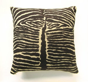 Image of Vintage Heavy Linen Zebra Fabric Pillow, 18" x 18"