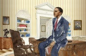 Image of MIOKO MOCHIZUKI "OBAMA IN THE OVAL OFFICE" LTD EDITION PRINT 10"x16"