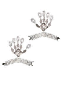 Image of Five finger silver-tone filigree and chainmaille harem bracelets + colors